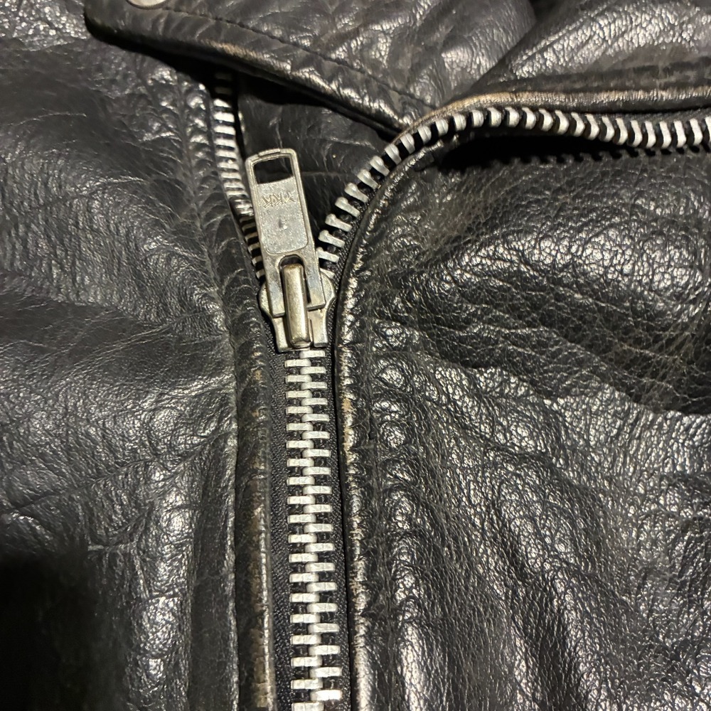 Unik International Leather Motorcycle Biker Jacket Belted Zip Size 60 Big Tall - Picture 7 of 15